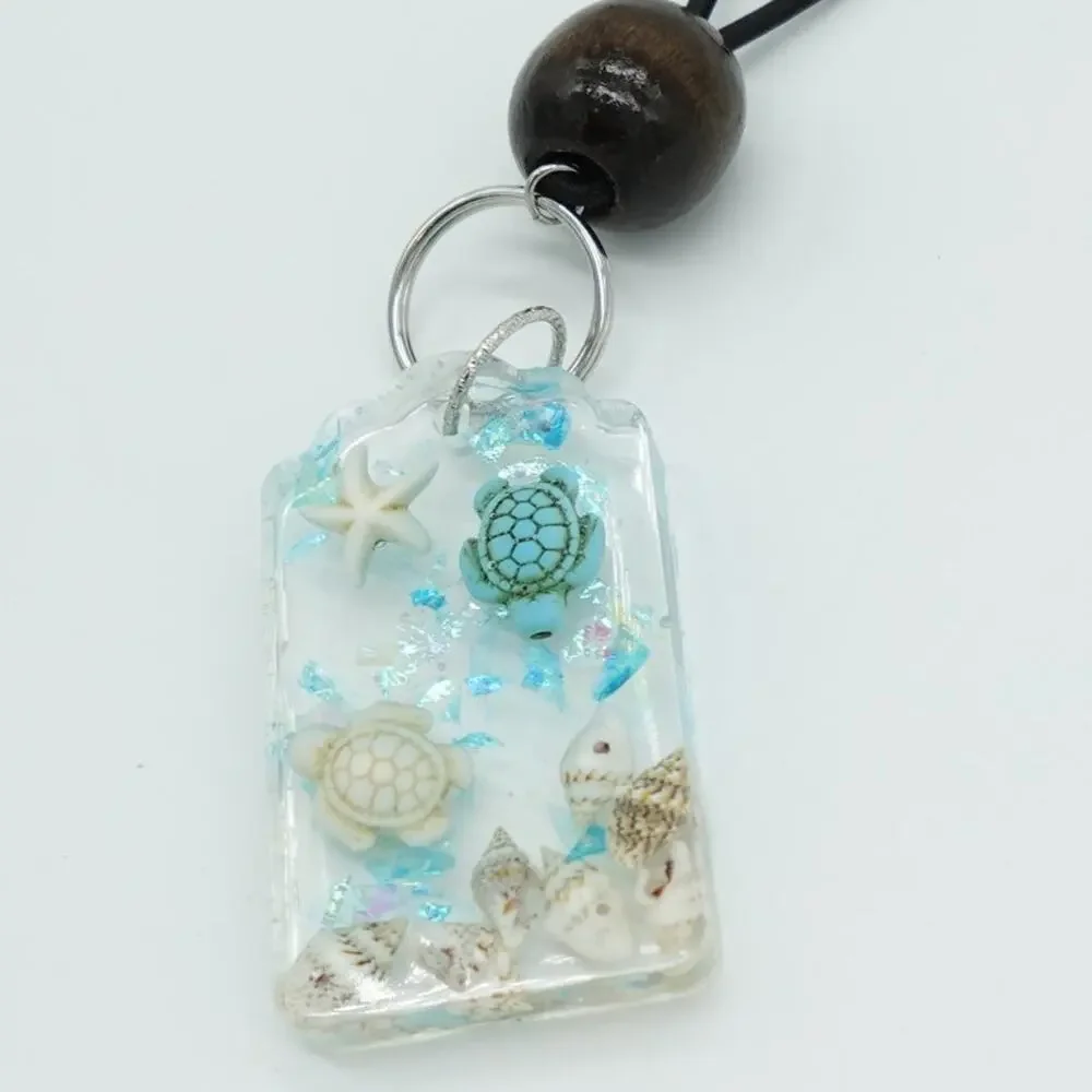 Tropical theme resin beach Keychain Pool Key turtles, shells & starfish